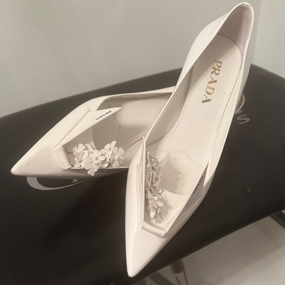 Prada Women's White Floral Heels